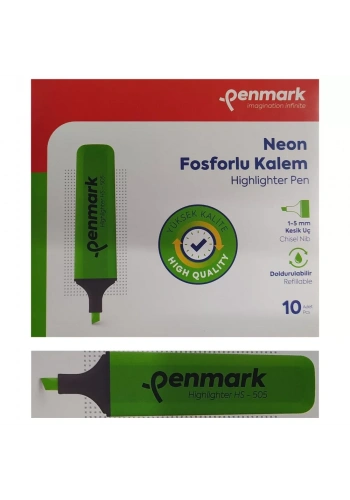 Penmark Fosforlu Kalem Neon Yeşil Renk (10 Adet)