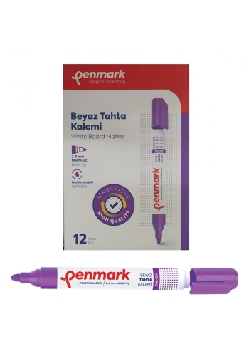 Penmark Beyaz Yazı Tahtası Kalemi Lila Renk (12 Adet)