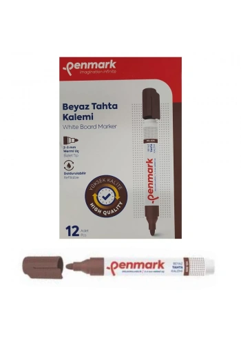 Penmark Beyaz Yazı Tahtası Kalemi KahveRenk (12 Adet)