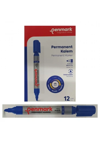 Penmark Permanent Marker Koli Kalemi Mavi Renk (12 Adet)