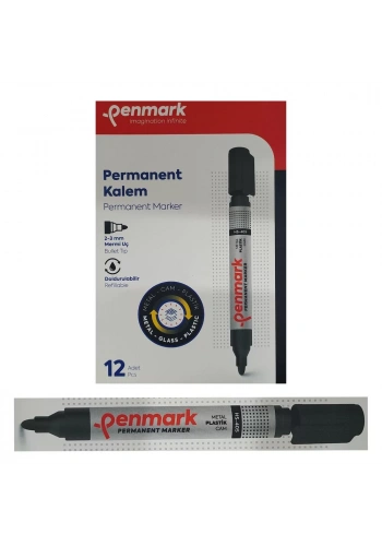 Penmark Permanent Marker Koli Kalemi Siyah Renk (12 Adet)