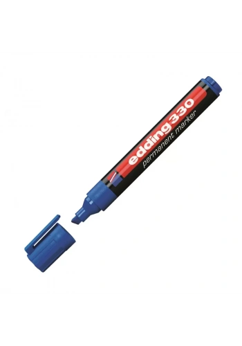 EDDİNG 330 PERMANENT MARKÖR KOLİ KALEMİ KESİK UÇ MAVİ