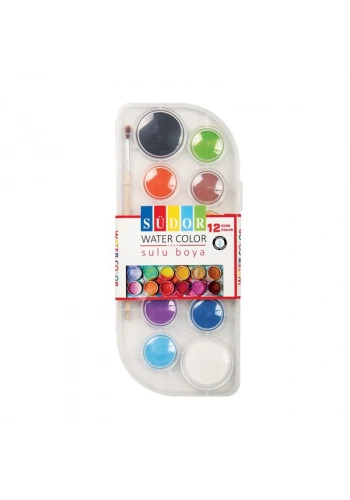 SÜDOR SC01 SULU BOYA 12 RENK ŞEFFAF PLASTİK KUTU