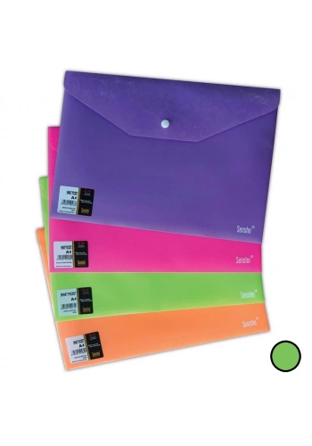SENSHO SM A4-02-16-8 ÇITÇITLI DESENLİ EVRAK DOSYASI A4 FOSFORLU YEŞİL