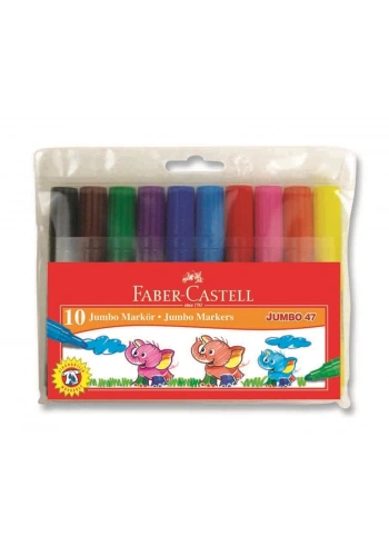 FABER-CASTELL JUMBO 47 PERMANENT MARKÖR KOLİ KALEMİ 10 RENK (030047)