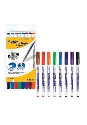BİC 1721 VELLEDA ÇOCUK BEYAZ TAHTA KALEMİ 8 RENK BLİSTER (1199005728)