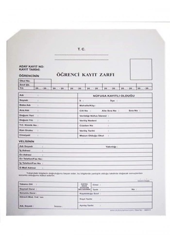 GÜLPAŞ 414 ÖĞRENCİ KAYIT ZARFI 210x280