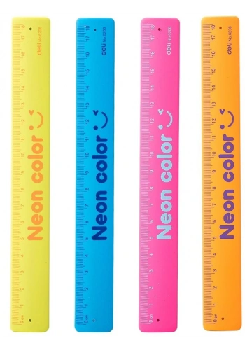 DELİ 6206 NEON COLOR SİLİKON CETVEL 18cm