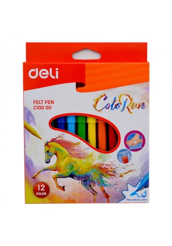 DELİ C10000 COLOR RUN KEÇELİ KALEM 12 RENK KARTON KUTU
