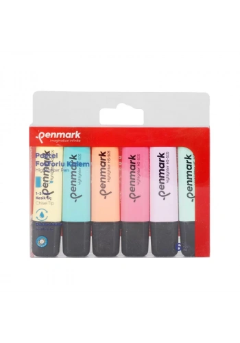 PENMARK HS-505-6P FOSFORLU KALEM SETİ PASTEL 6 RENK BLİSTER