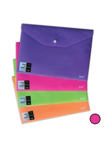 SENSHO SM A4-02-16-7 ÇITÇITLI DESENLİ EVRAK DOSYASI A4 FOSFORLU PEMBE