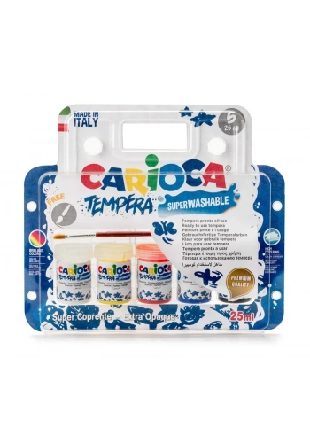 CARİOCA KO033 TEMPERA SULU BOYA SÜPER YIKANABİLİR FIRÇALI 5x2ml 5 RENK