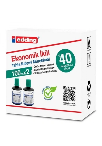 EDDİNG BT 30 TAHTA KALEM MÜREKKEBİ YEŞİL 30ml 2Lİ