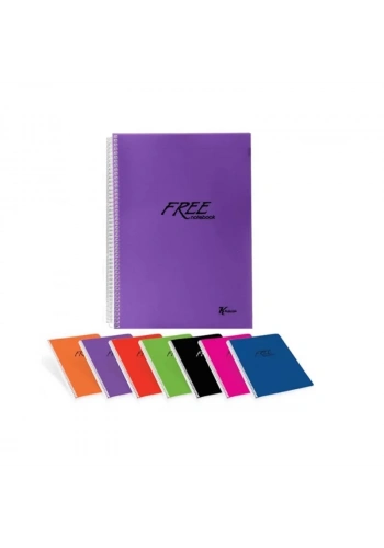 KESKİN FREE SPİRALLİ PLASTİK KAPAK DEFTER A4 ÇİZGİLİ 160 YAPRAK (320481)