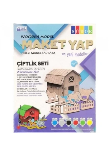 SÜDOR MD2-06 KUTULU AHŞAP MAKET ÇİFTLİK BÜYÜK BOYAMA SETİ
