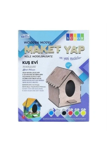 SÜDOR MD2-02 KUTULU AHŞAP MAKET KUŞ EVİ KÜÇÜK BOYAMA SETİ