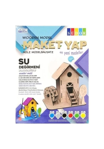 SÜDOR MD2-07 KUTULU AHŞAP MAKET SU DEĞİRMENİ BÜYÜK BOYAMA SETİ