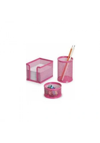 GLOBOX 6153 METAL PERFORE MASA SETİ PEMBE 3LÜ