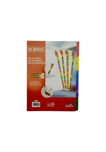 GLOBOX 6541 MYLAR KARTON AYRAÇ A4 1-5 RAKAM