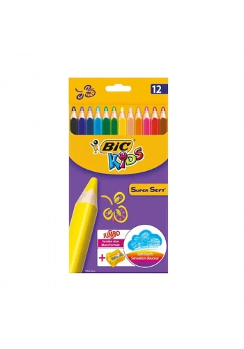BİC KİDS SOFT KURU BOYA 12 RENK+KALEMTRAŞ (93396)