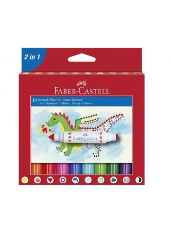 FABER-CASTELL 2İN1 JUMBO KEÇELİ KALEM 10 RENK (155170)