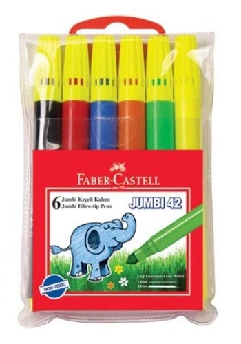 FABER-CASTELL JUMBO 42 NEON KEÇELİ KALEM 6 RENK (030642)