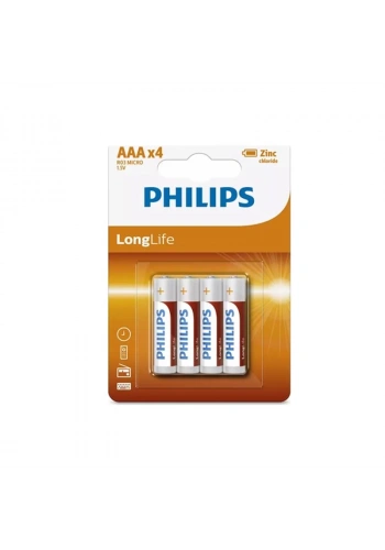 PHİLİPS R03L4F-10 LONGİFE ÇİNKO AAA İNCE KALEM PİL 4LÜ