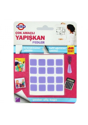 BOSS TAPE 3906 ÇİFT TARAFLI SÖK TAK MONTAJ BANDI PED 12mmx12mm 48Lİ BLİSTER