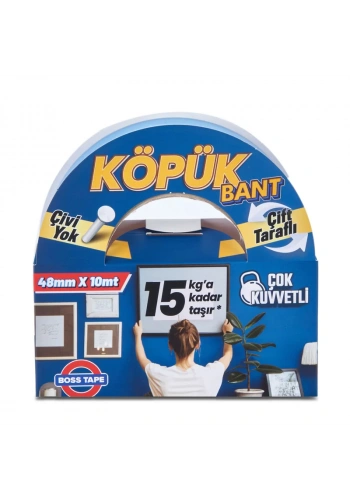 BOSS TAPE 3012 ÇİFT TARAFLI KÖPÜK BANT 48mmx10m (ÇOK KUVVETLİ 15kg)