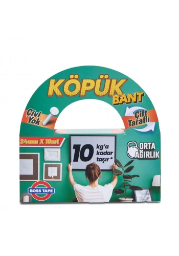BOSS TAPE 2695 ÇİFT TARAFLI KÖPÜK BANT 24mmx10m (ORTA AĞIRLIK 10kg)