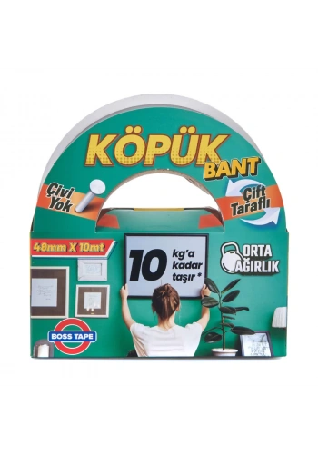 BOSS TAPE 2701 ÇİFT TARAFLI KÖPÜK BANT 48mmx10m (ORTA AĞIRLIK 10kg)