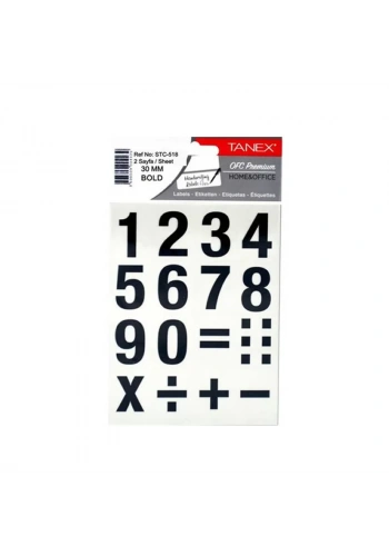 TANEX STC-518 RAKAM ETİKETİ 30mm 2Lİ POŞET