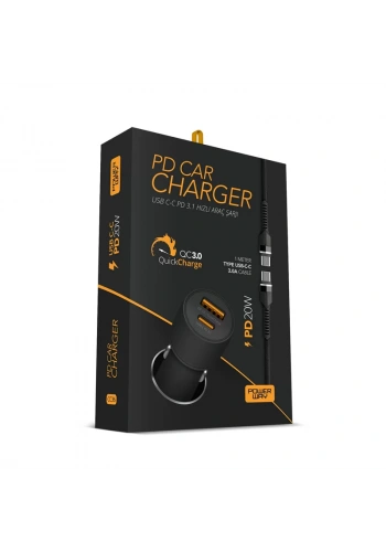 POWERWAY CC36 USB-C TYPE-C ARAÇ ŞARJ CİHAZI QC 3.0 PD20W