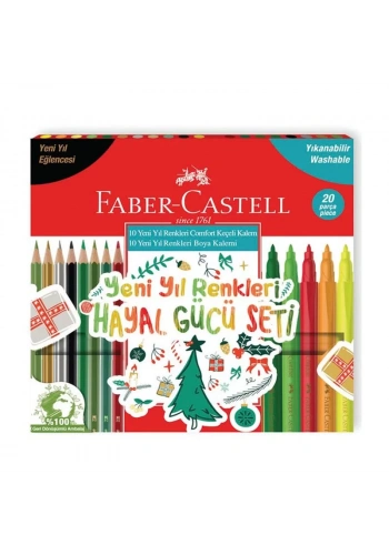 FABER-CASTELL HAYAL GÜCÜ KURU BOYA+KEÇELİ KALEM SETİ YENİ YIL 20 RENK (5178000108)