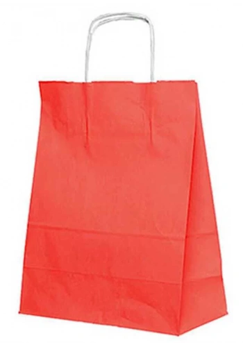 Burgu Saplı Kırmızı Kağıt Çanta 32x12x41 cm - 25 Adet