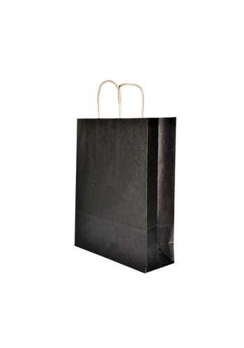 Burgu Saplı Siyah Kağıt Çanta 32x12x41 cm - 25 Adet