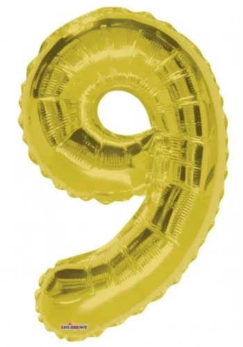 Folyo Balon 9 Rakamı Gold//Altın Renk  100 cm