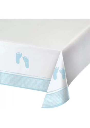 Bebek Ayakları Mavi Masa Örtüsü 121x223 cm Plastiktir