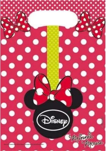 Minnie Mouse Puanlı Hediye Poşeti 6 Adet