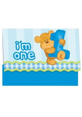 1 Yaşındayım Mavi Ayıcık Davetiye