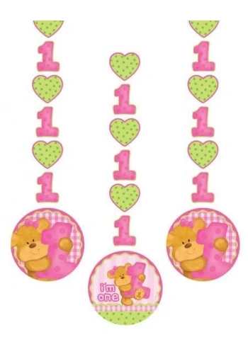1 Yaşındayım Pembe Ayıcık 3 lü Asma Süs