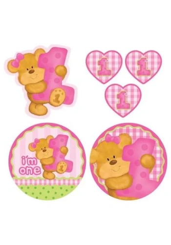 1 Yaşındayım Pembe Ayıcık 12 li Duvar Süsü
