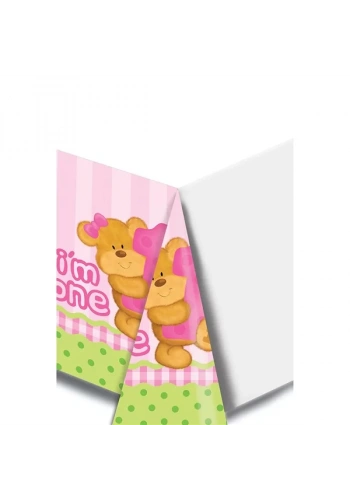 1 Yaşındayım Pembe Ayıcık Masa Örtüsü
