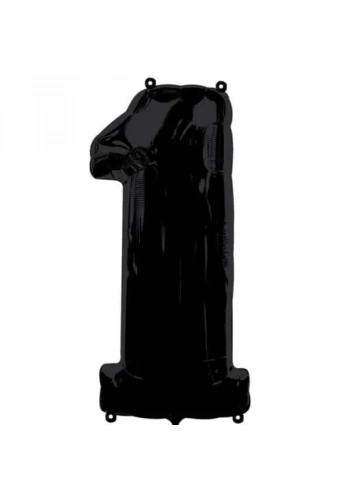 1 Rakamı Siyah Renk Folyo Balon 100 cm