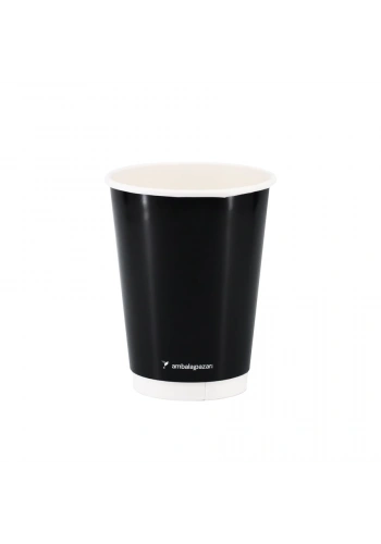 Double Wall Siyah Karton Bardak 14 oz - 25 Adet