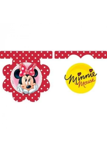 Minnie Mouse Kırmızı Çiçekli Bayrak Afiş