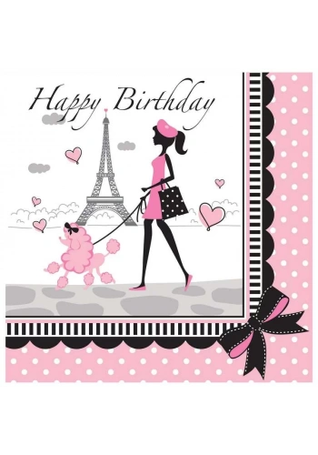 Paris Partisi Happy Birthday 16 lı Peçete