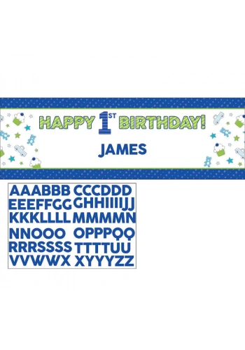 İlk Yaş Partim Erkek Harf Stickerlı Dev Afiş