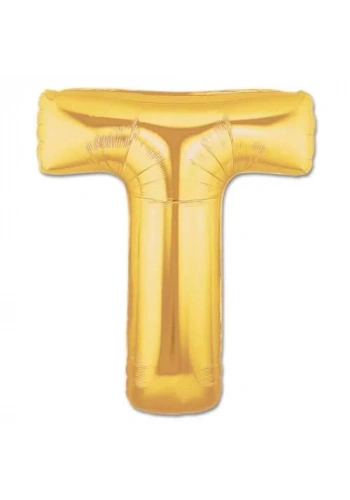 T Harfi Altın Renk Folyo Balon 100 cm
