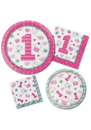 İlk Yaş Partim Pembe 1 Yaş EKO Parti seti 16 KİŞİLİK